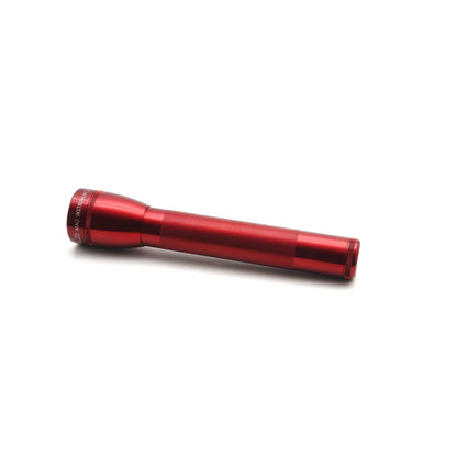 Red ML25LT LED 3-Cell C flashlight angled on a white background