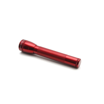Red ML25LT LED 3-Cell C flashlight shown diagonally on a white background