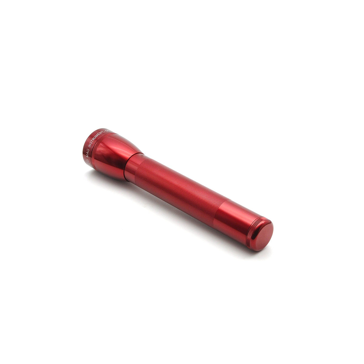 ML25LT LED 3-Cell C flashlight in red aluminum with knurled grip, shown diagonally.