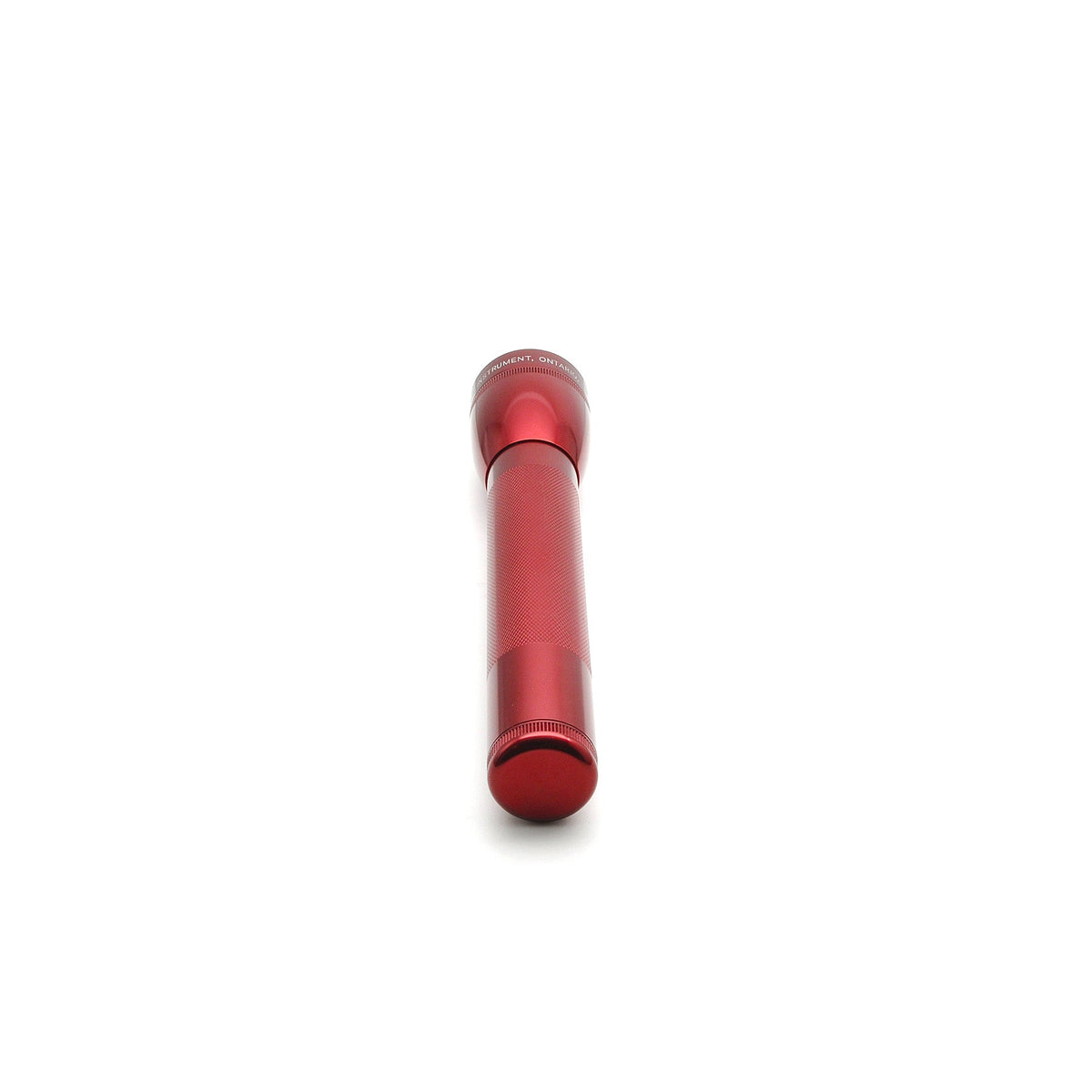 Red ML25LT LED 3-Cell C flashlight with knurled grip viewed from above showing the head and body
