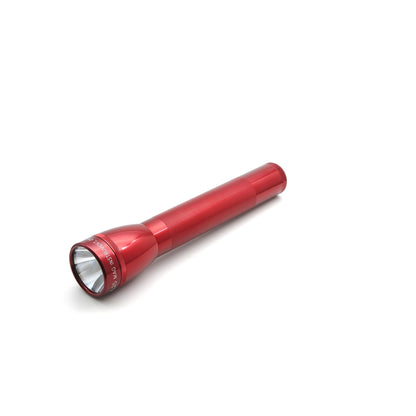 Red ML25LT LED 3-Cell C flashlight with textured grip and front lens visible