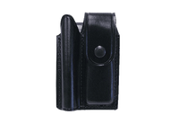 Double Leather Holster for Flashlight and Folding Knife