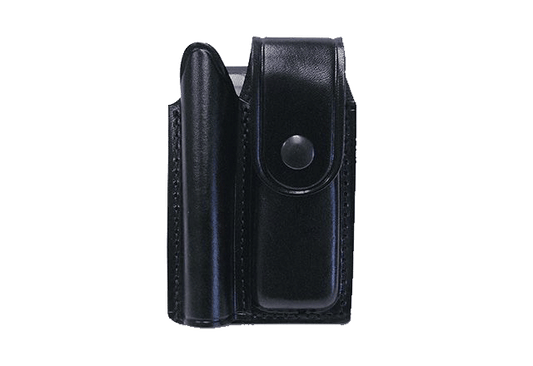 Double Leather Holster for Flashlight and Folding Knife