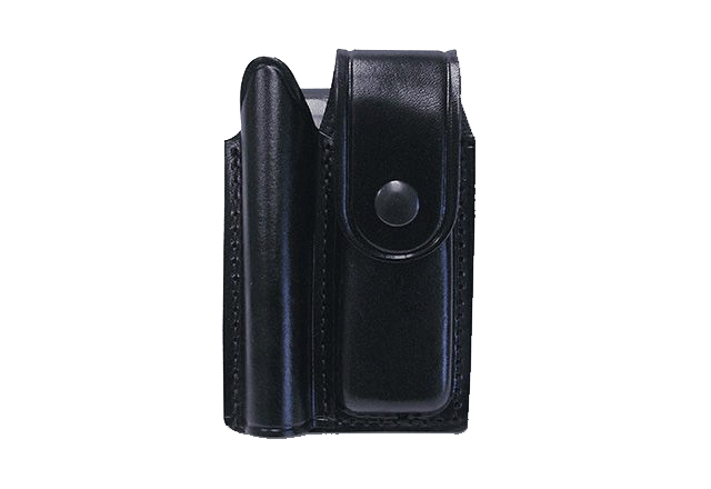 Double Leather Holster for Flashlight and Folding Knife