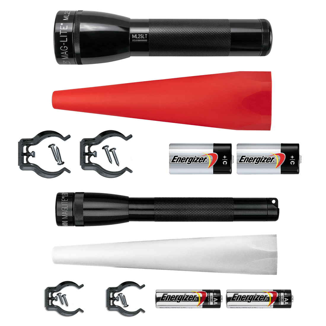Maglite Flashlight Home Safety Bundle with ML25LT,Mini Maglite LED, Safety Cones