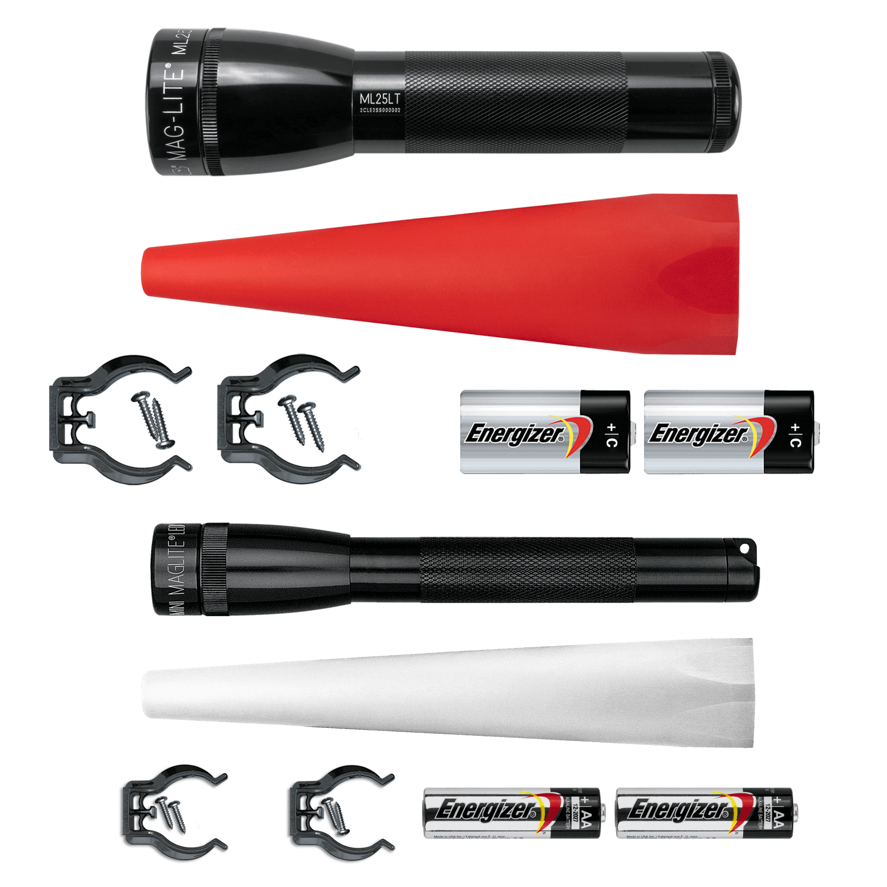 Maglite Flashlight Home Safety Bundle with ML25LT,Mini Maglite LED, Safety Cones