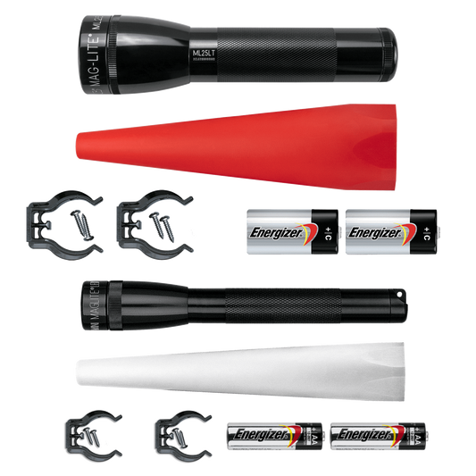 Maglite Flashlight Home Safety Bundle with ML25LT,Mini Maglite LED, Safety Cones