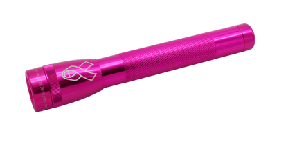 Pink Mini Maglite Xenon flashlight with National Breast Cancer Foundation branding
