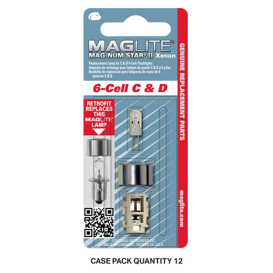 Maglite replacement lamp for 6-Cell C and D flashlights in blister pack