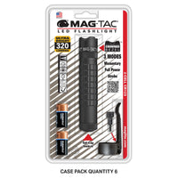 MAG-TAC CR123 LED flashlight in packaging featuring crowned bezel and 320 lumens label