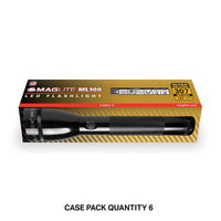 Maglite ML100 LED 2-Cell C flashlight packaging box labeled case pack quantity 6