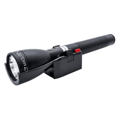 Mag Charger ML150LR X rechargeable LED flashlight with textured grip and red activation switch