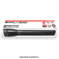 Maglite ML25LT LED 3-Cell C flashlight packaging showing case pack quantity 6