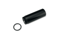 Disassembled Maglite ML300L barrel storage kit with black tube, O rings and orange accessories.