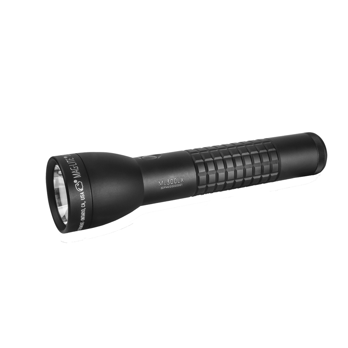 Black ML300LX 2D LED flashlight with rugged knurled body and front bezel