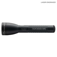 ML50LX 2-Cell C flashlight in black with square knurl grip and laser engraved design area