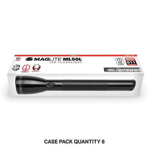 Maglite ML50L LED 3-Cell C flashlight boxed with case pack quantity shown