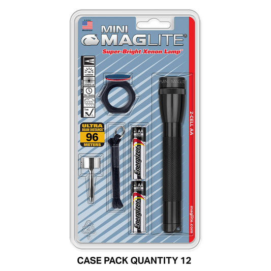 Mini Maglite Xenon 2AA combo pack blister pack with compact flashlight and accessories