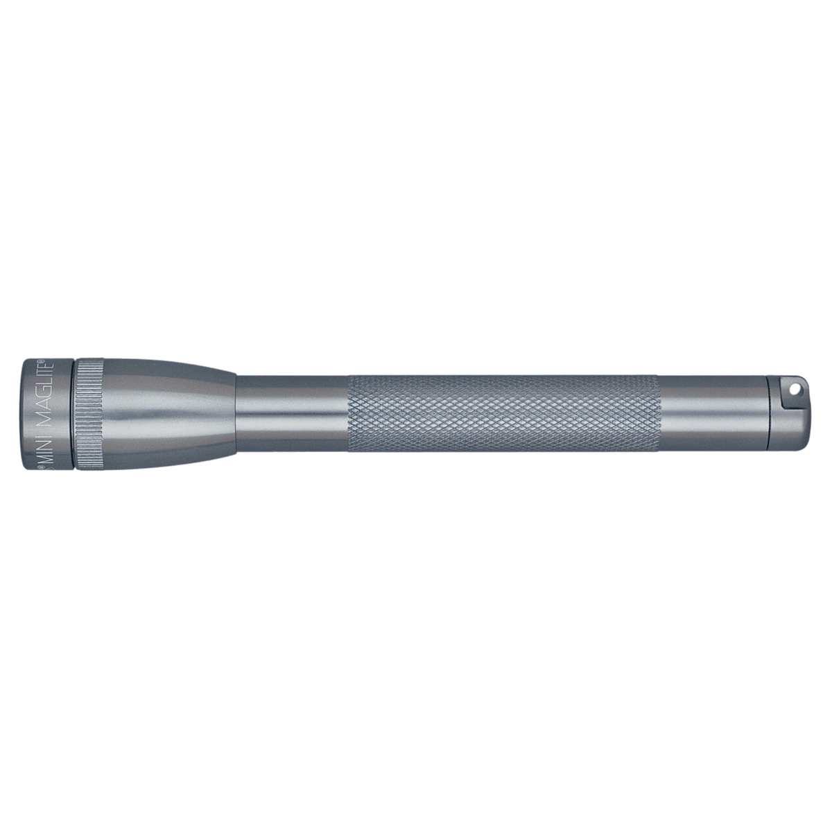 Silver Mini Maglite 2AAA Classic flashlight with knurled grip and smooth body