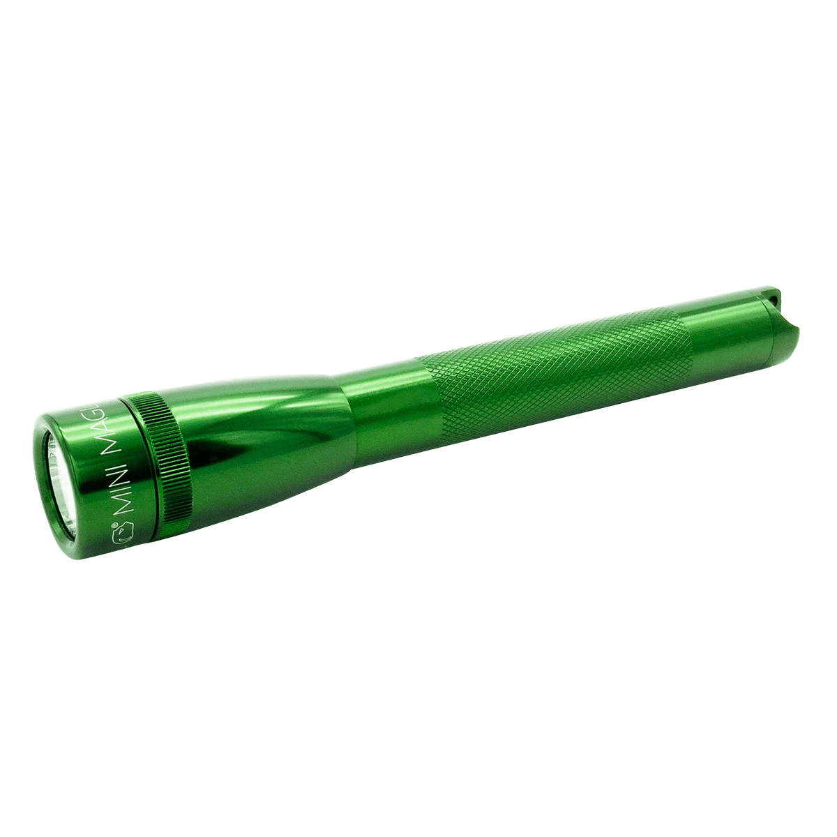 Green Mini Maglite Pro LED pocket flashlight with knurled grip