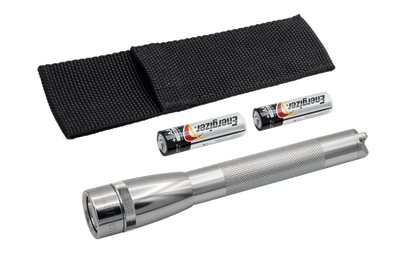 Mini Maglite LED Flashlight AA with Holster Silver