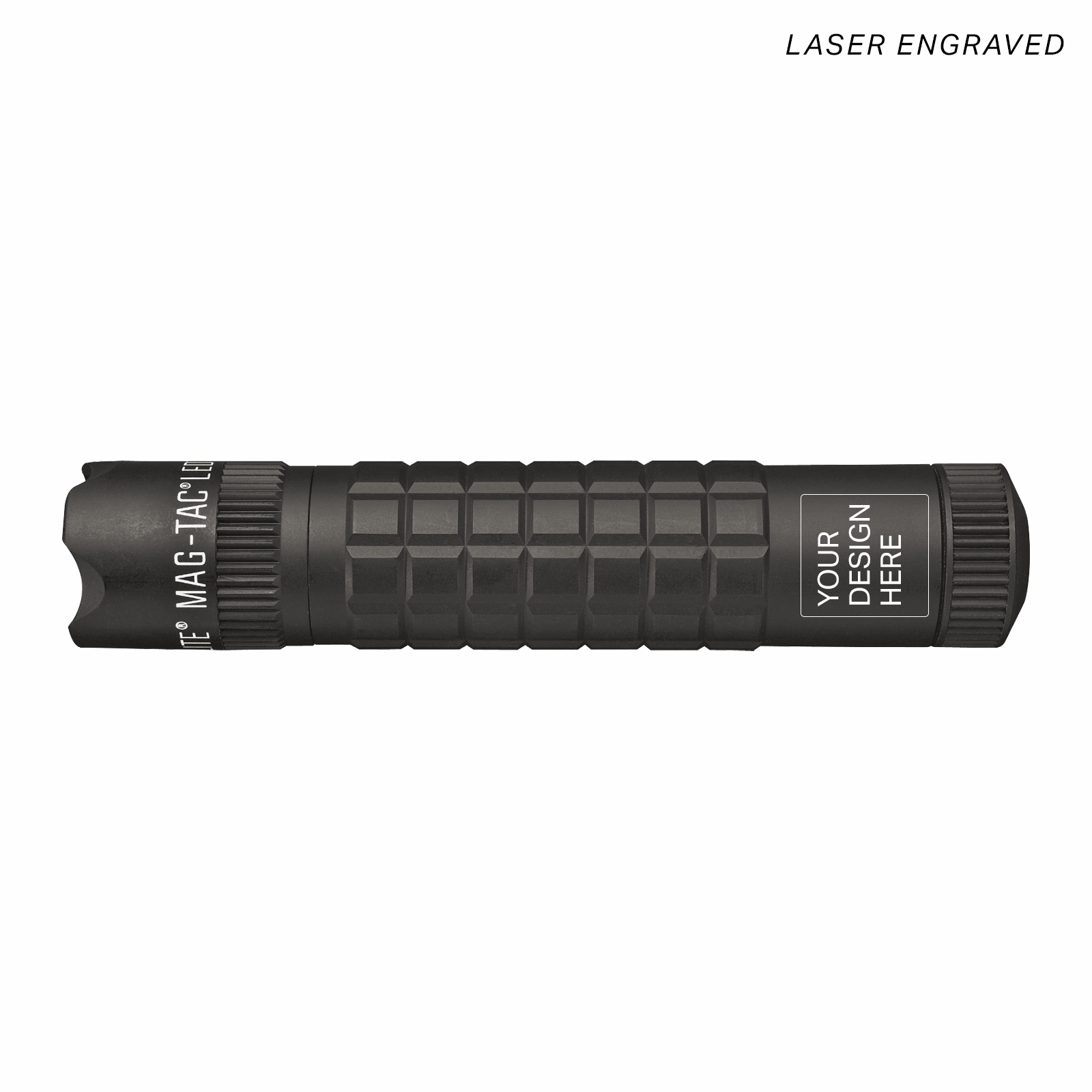 Mag-Tac® CR123 LED Crown Bezel Flashlight - Black - Custom Engraving – 221-Meter Beam, Up to 17-Hour Runtime & 398 Lumens