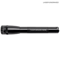 Black Maglite Pro LED flashlight with a laser engraved design area reading YOUR DESIGN HERE