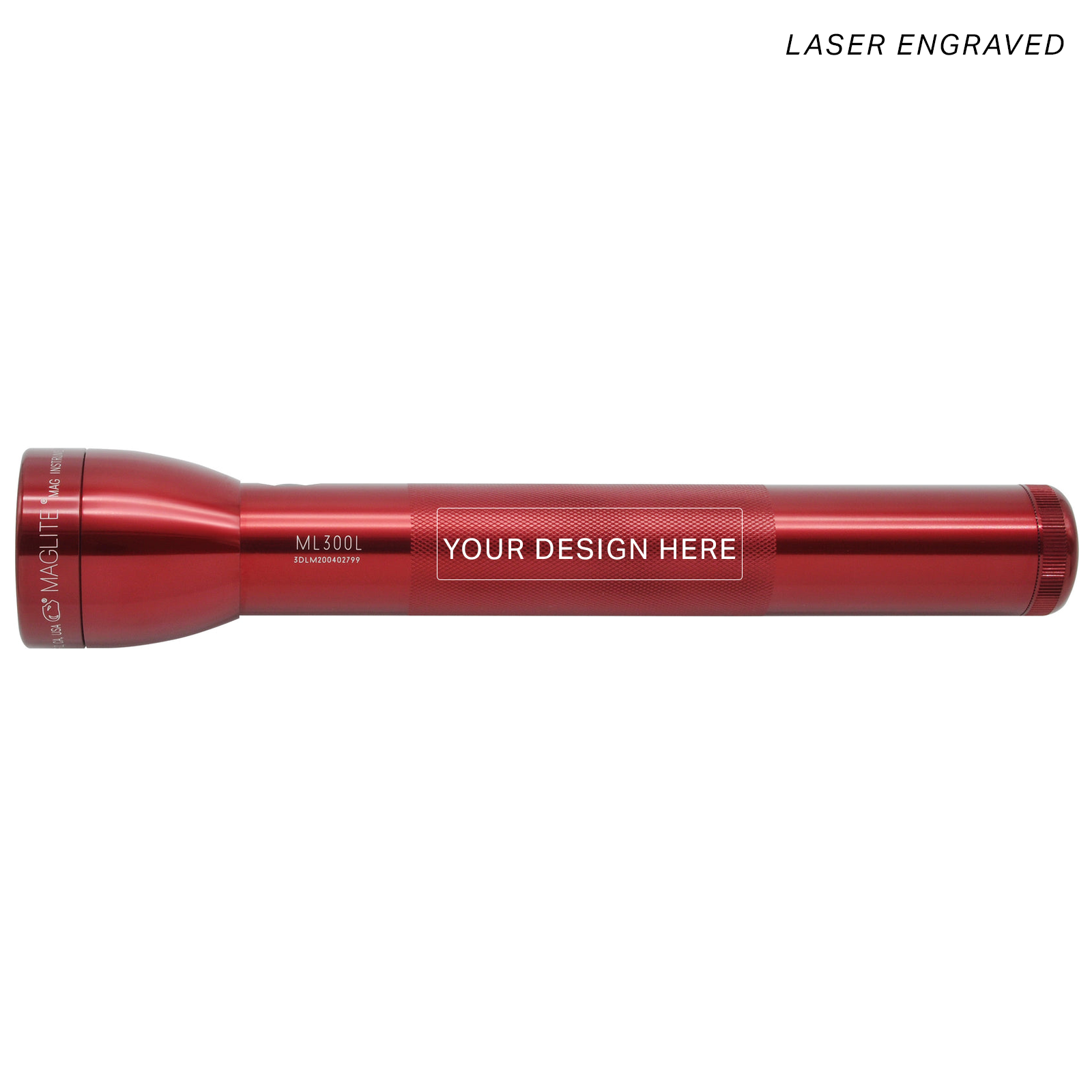 Maglite ML300L LED 3 Cell D Flashlight Red Engraving