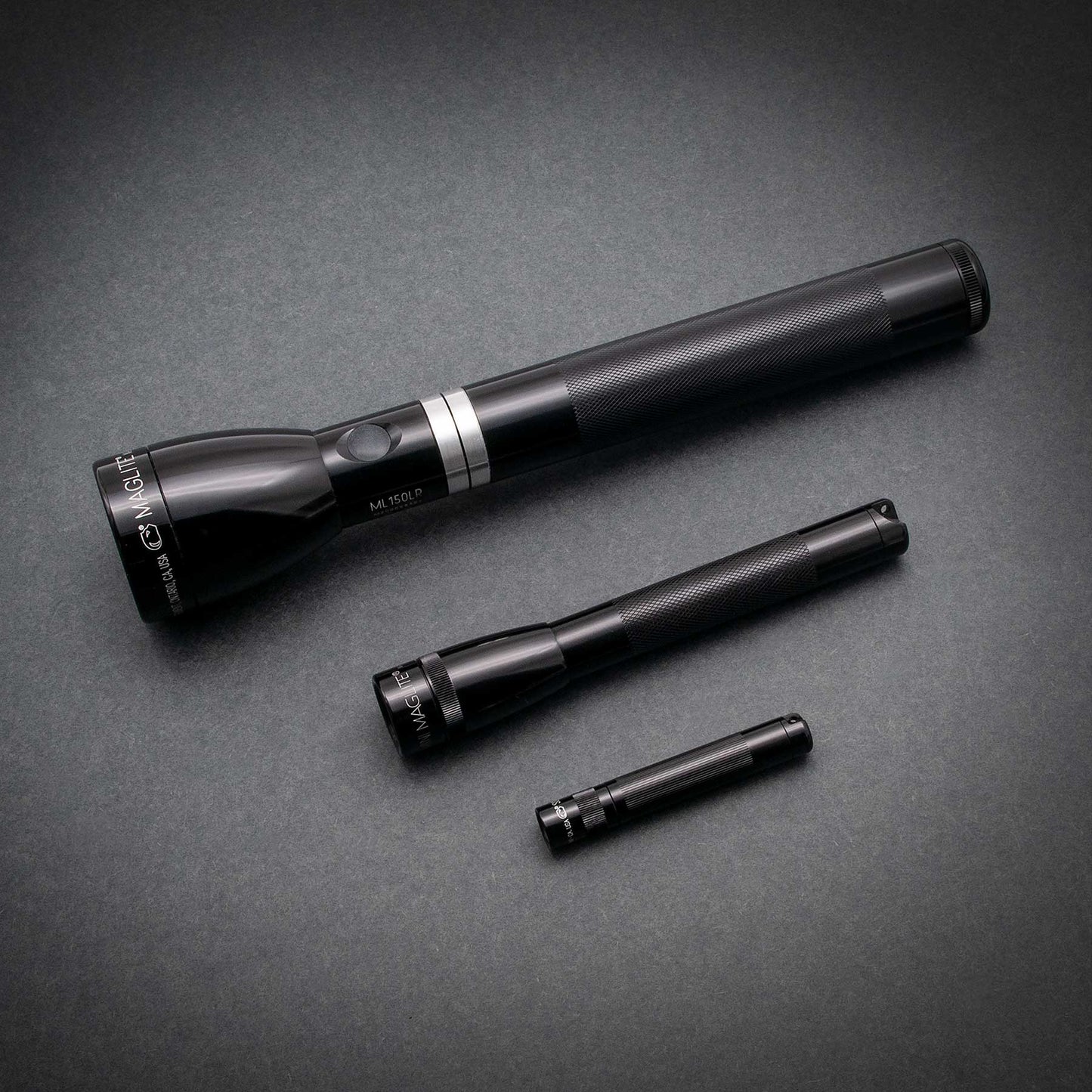 Maglite Professional Flashlight Bundle. Includes Maglite ML150LR Rechargeable Flashlight, Maglite LED Solitaire Flashlight and Mini Maglite LED Flashlight