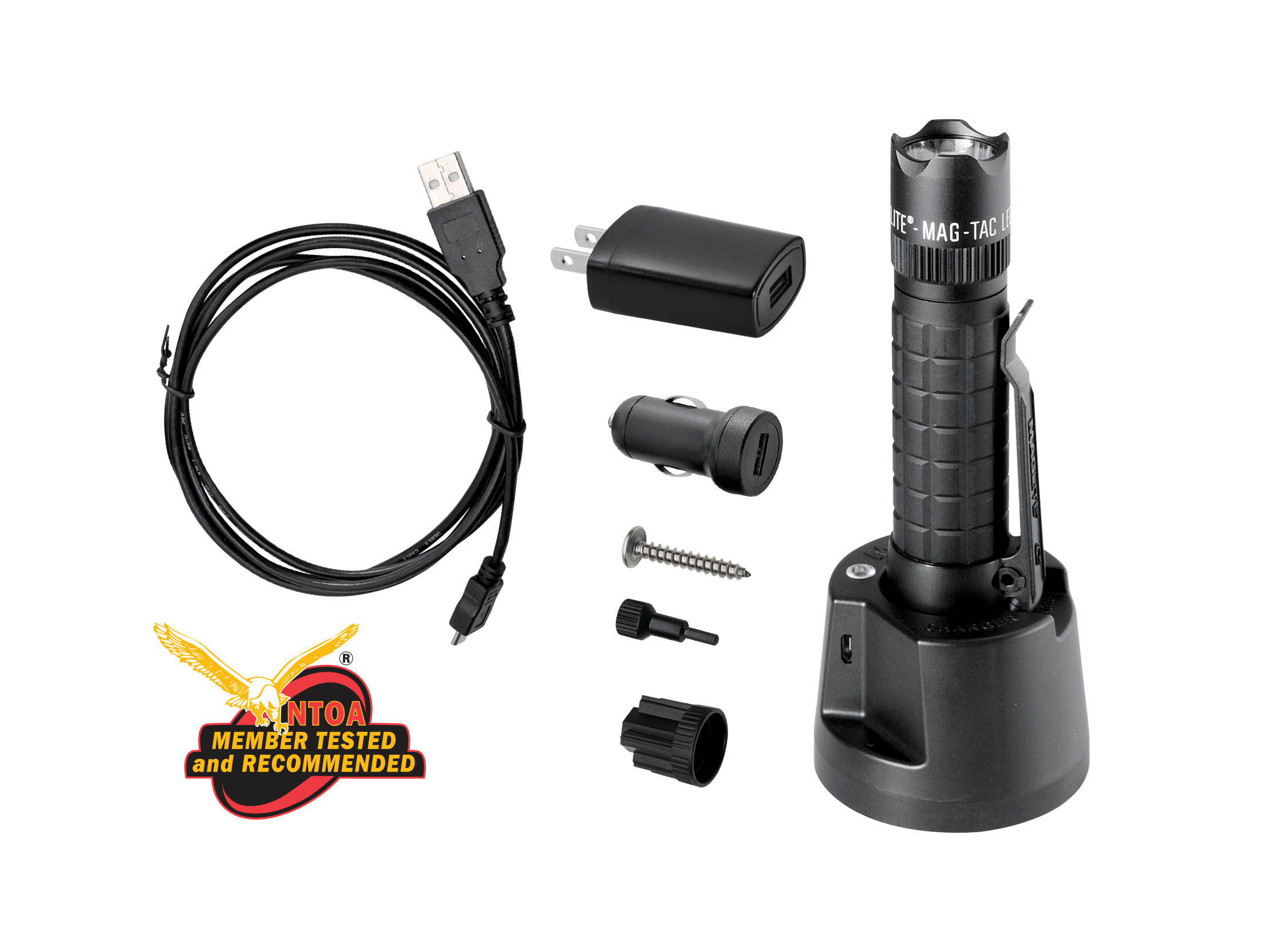 Maglite Mag-Tac Rechargeable tactical LED flashlight with crown bezel