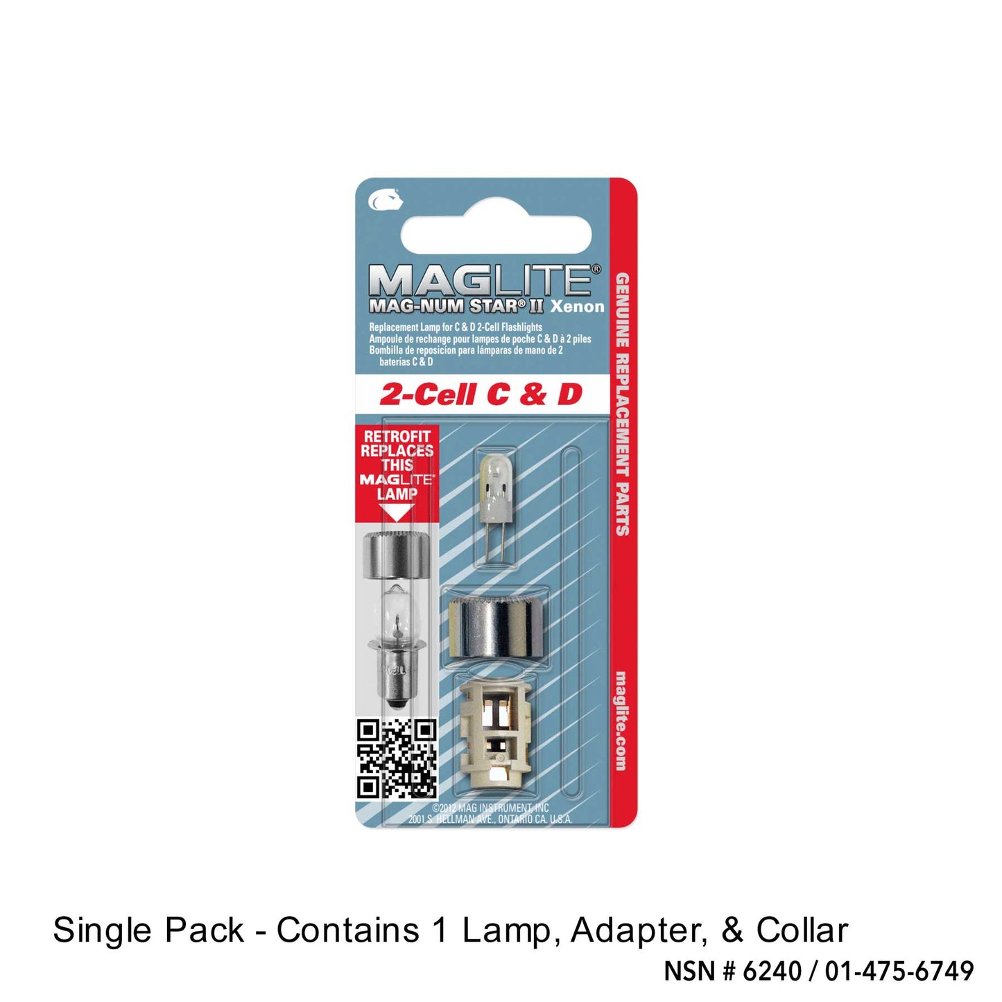 Replacement Lamp-Bulb for Maglite 2-Cell C & D Flashlight