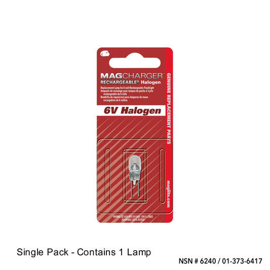 Mag Charger halogen replacement lamp packaging with visible halogen bulb