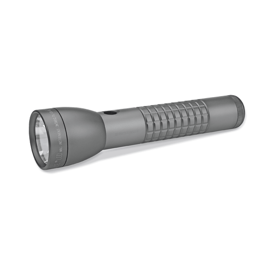 Gray ML300LX 2D LED flashlight in blister pack with textured knurling