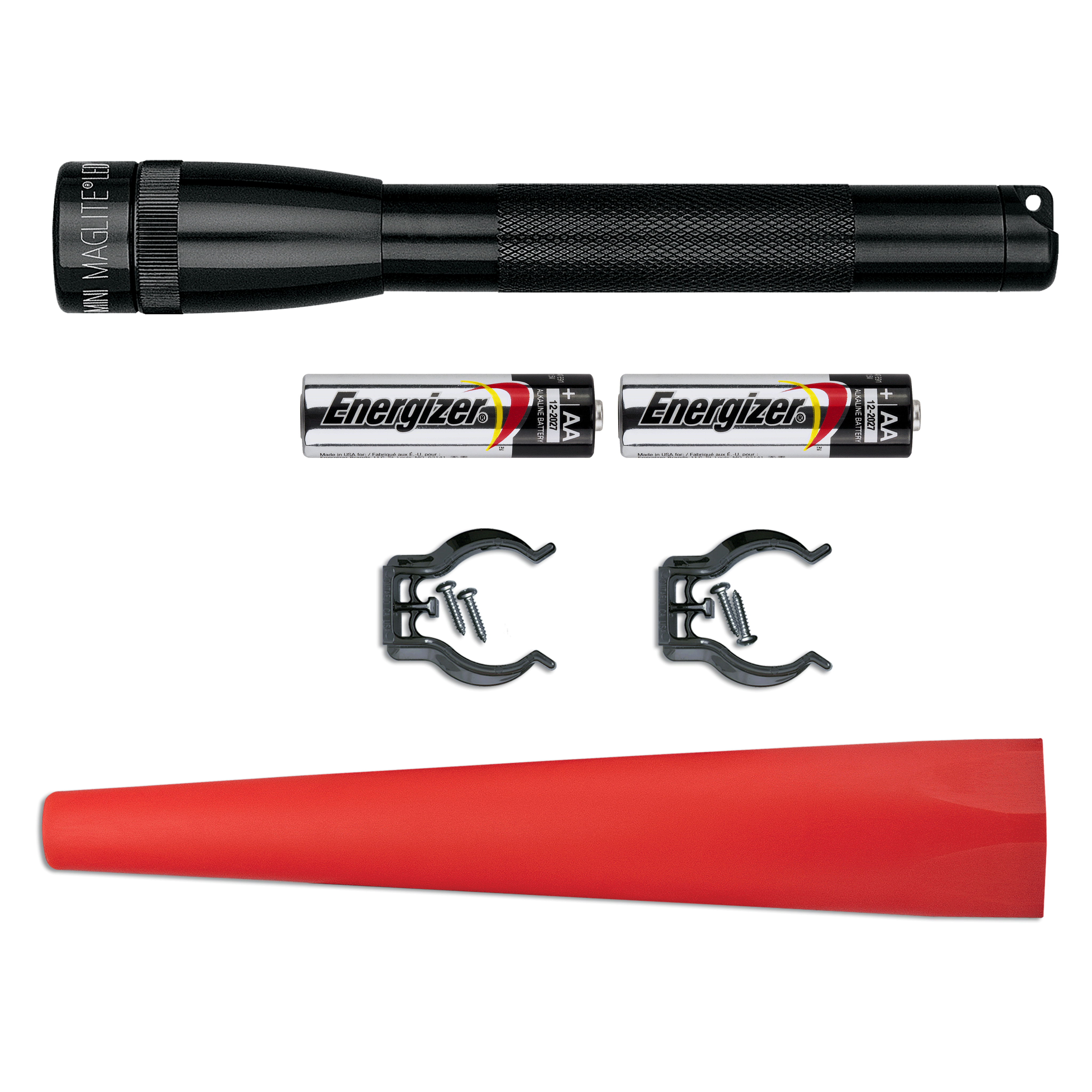 Mini Maglite LED AA Pocket Flashlight with safety traffic cone