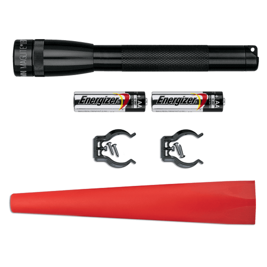 Mini Maglite LED AA Pocket Flashlight with safety traffic cone