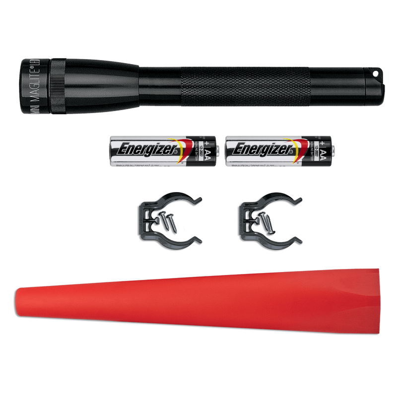 Mini Maglite LED AA Pocket Flashlight with safety traffic cone