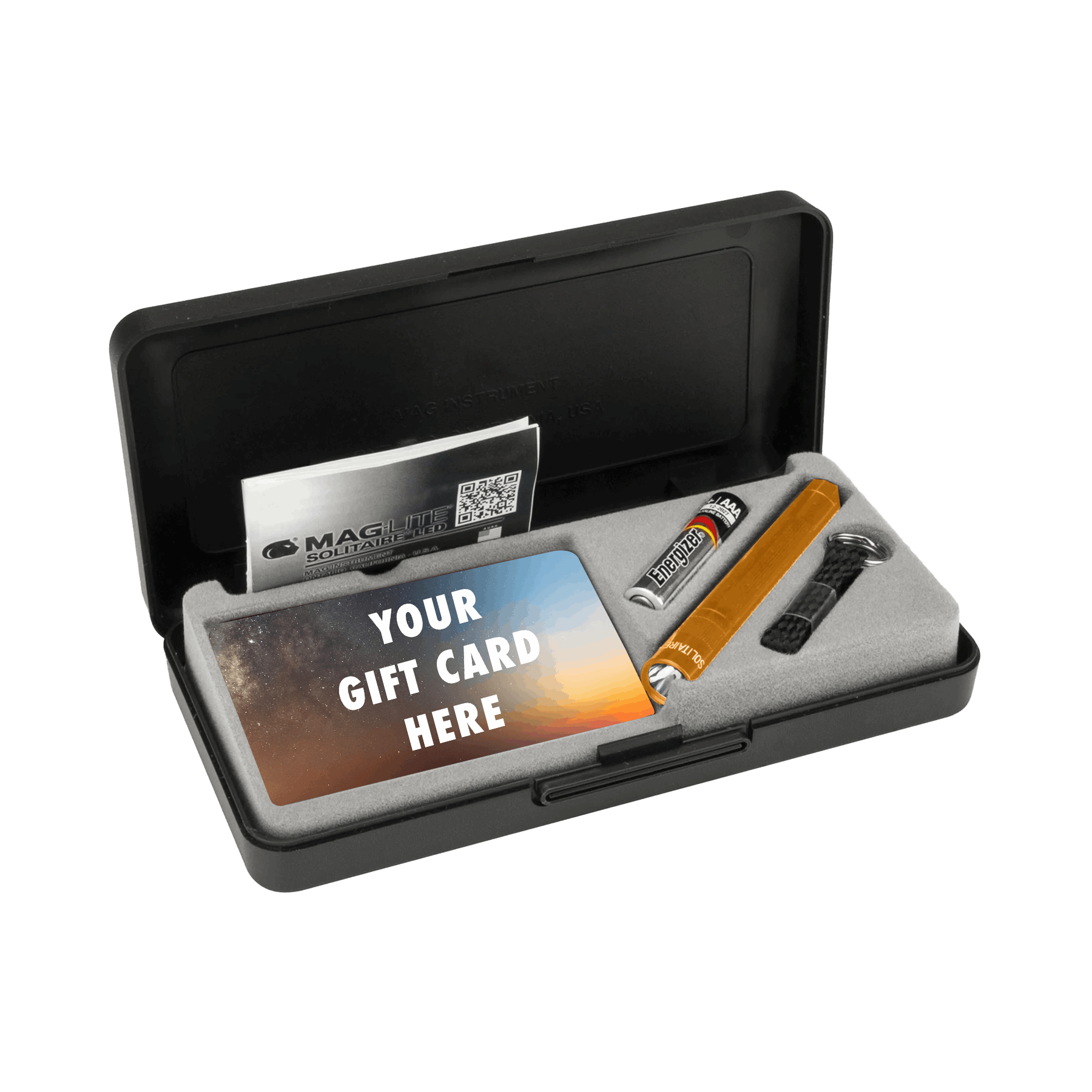 Maglite Solitaire Classic keychain flashlight with gift card box- amber
