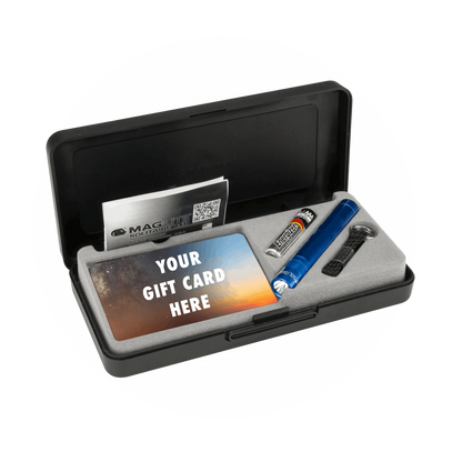 Maglite Solitaire Classic keychain flashlight with gift card box- blue