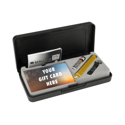 Maglite Solitaire Classic keychain flashlight with gift card box- gold
