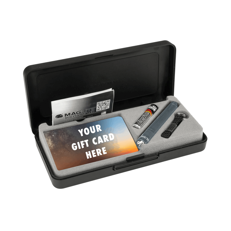 Maglite Solitaire Classic keychain flashlight with gift card box-grey