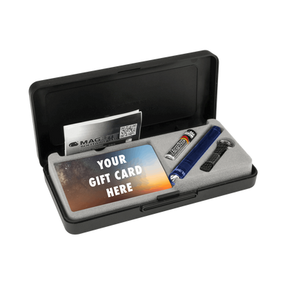 Maglite Solitaire Classic keychain flashlight with gift card box- blue