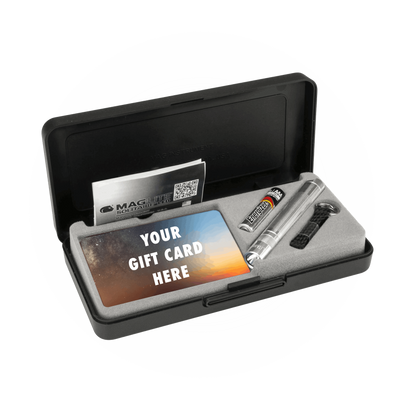Maglite Solitaire Classic keychain flashlight with gift card box- silver