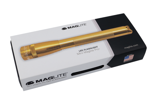 Maglite Mini Maglite Pro LED flashlight shown on white retail box
