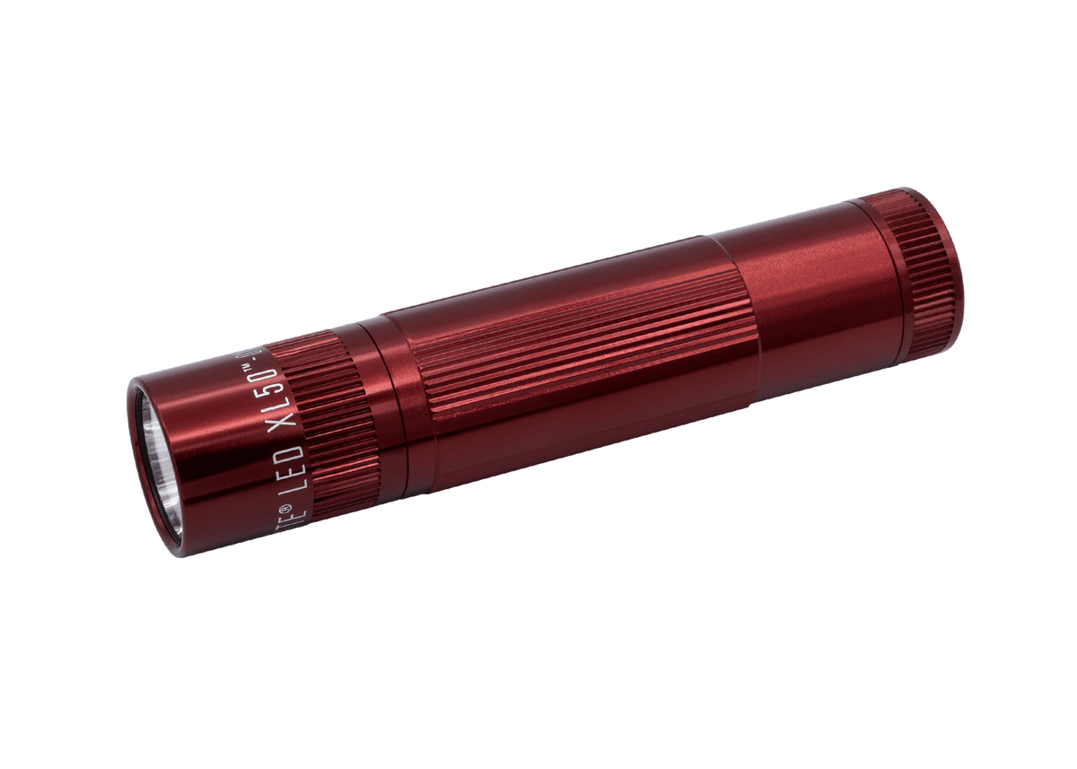 Red XL50 LED flashlight with knurled body