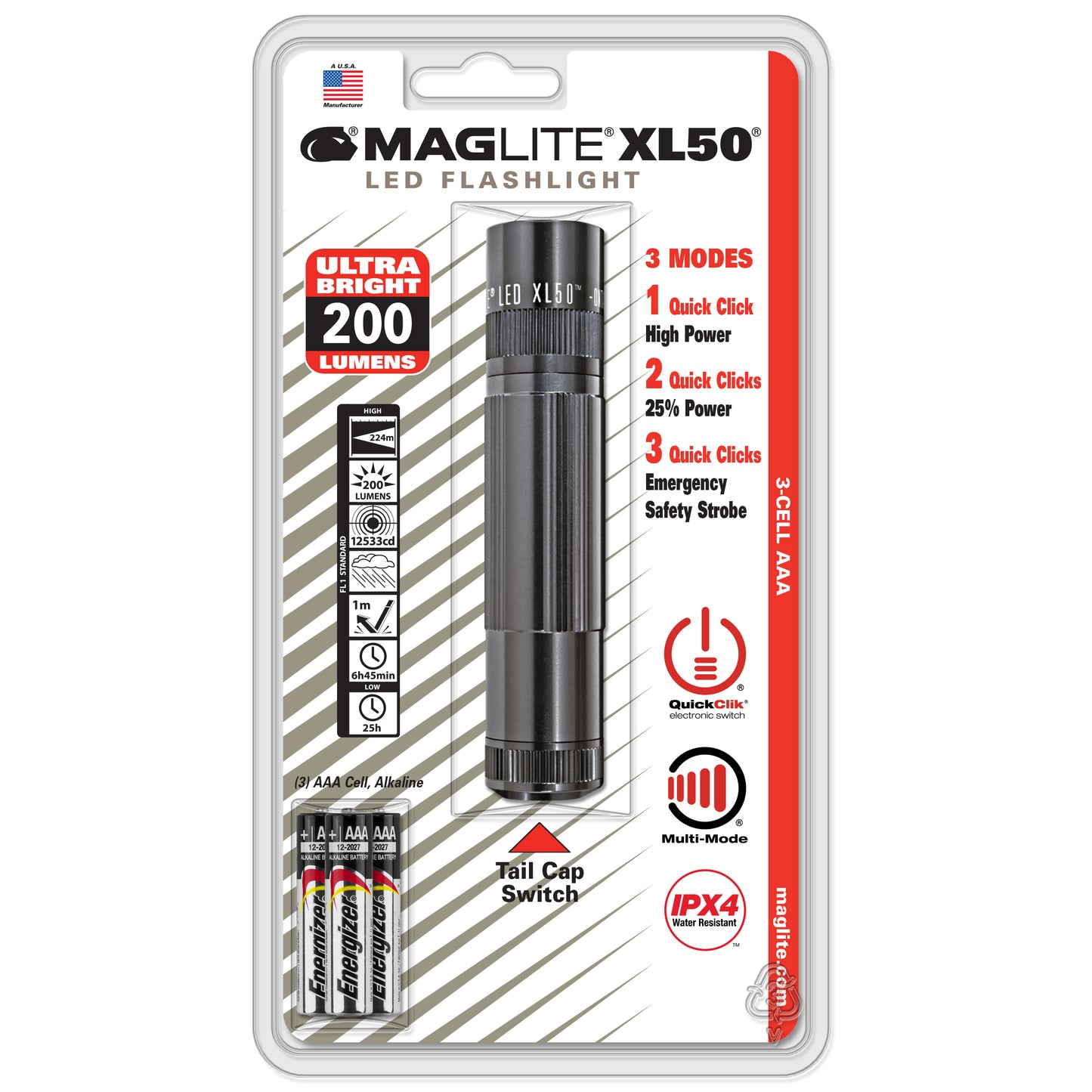 Maglite XL50 LED Pocket Flashlight Grey
