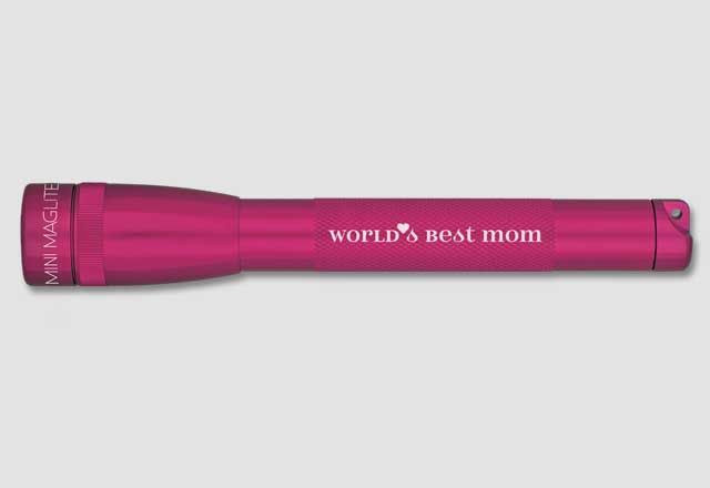 Mini Maglite with Laser Engraving World's Best Mom Pink