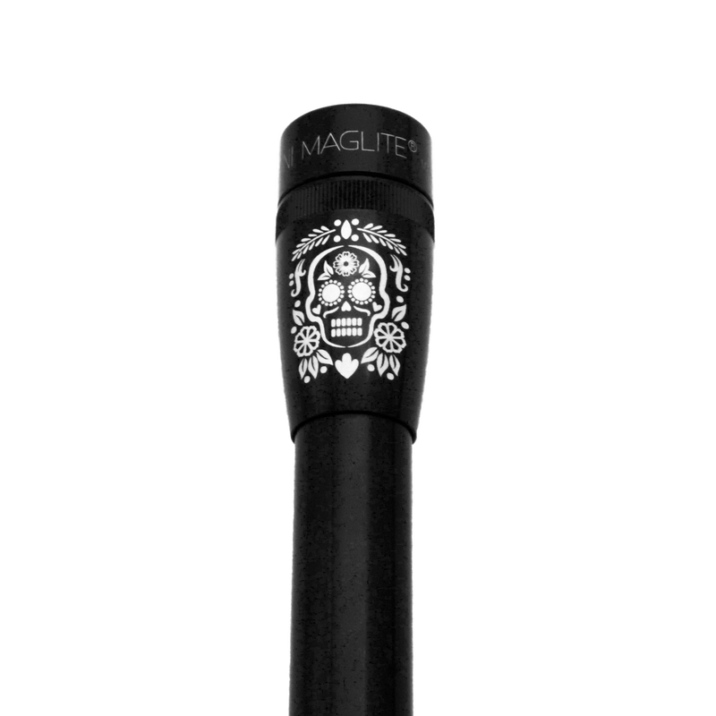 MiniMag 2AA Cell Black LED Flashlight, Día de Los Muertos
