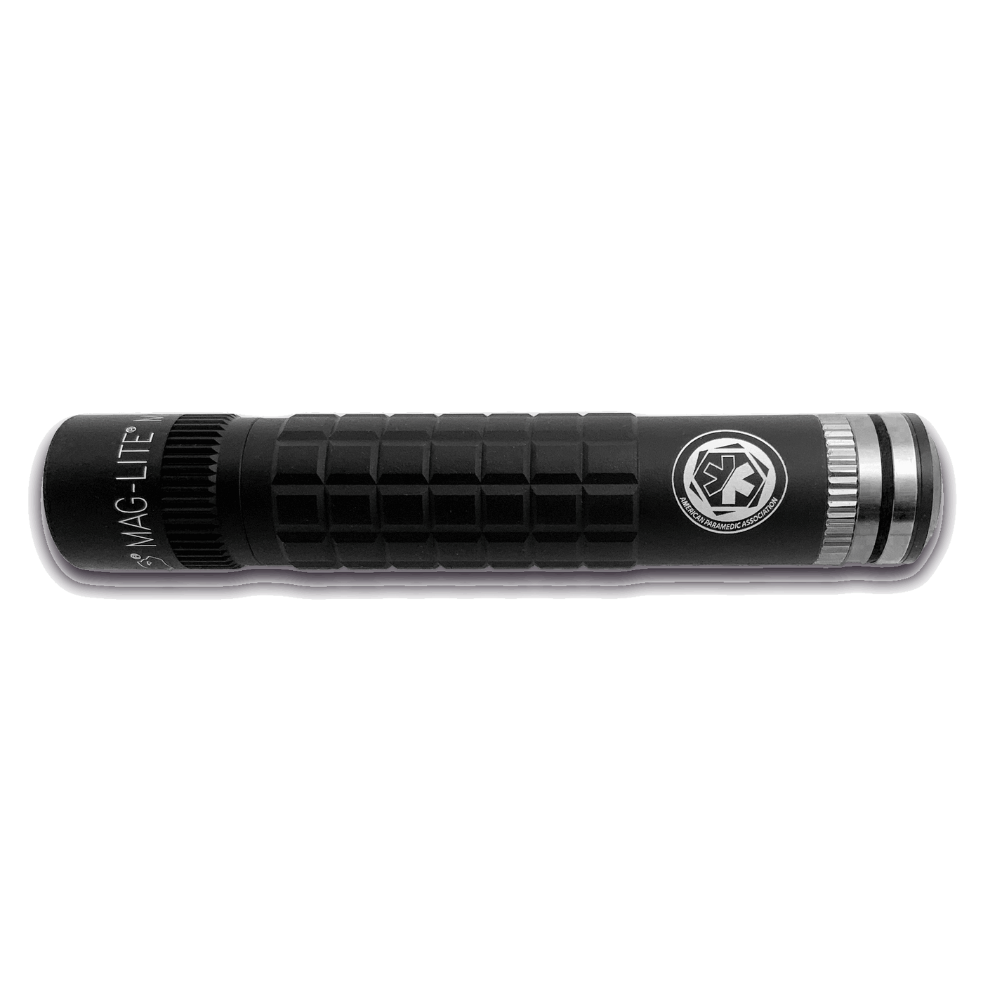 Maglite MAG-TAC RECHARGEABLE FLASHLIGHT SYSTEM, PLAIN HEAD with AMERICAN PARAMEDIC ASSOCIATION LOGO, RED AND WHITE TRAFFIC SAFETY WANDS