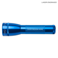 Blue Maglite ML25LT LED 2-Cell C flashlight with engraving area reading YOUR DESIGN HERE