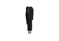 Black nylon full flap belt holster for Mini Maglite LED AA flashlight with the flashlight partially exposed